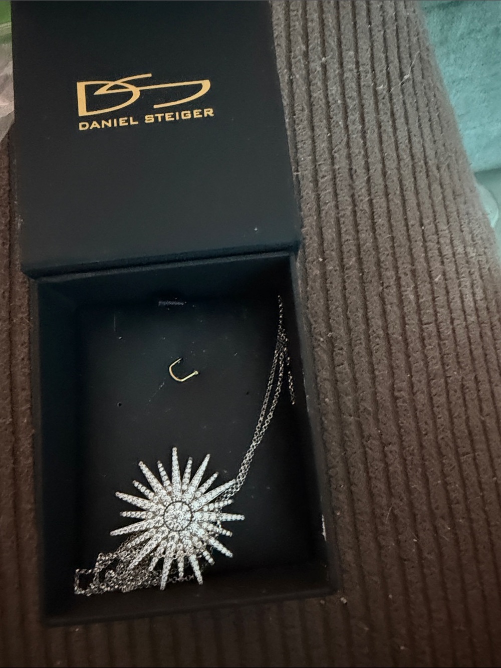 Silver Sunburst Crystal Necklace